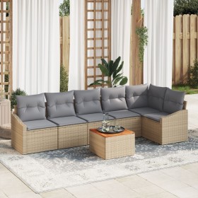 Conjunto de Sofá de Jardín de 7 Piezas con Cojines Beige Poliratán Acacia von , Outdoor-Sofas - Ref: Foro24-3347840, Preis: 4...