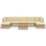 8-piece garden furniture set with brown honey pine wood cushions by vidaXL, Garden sets - Ref: Foro24-3077132, Price: 636,41 ...