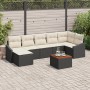 Set de Sofá de Jardín de 8 Piezas con Cojines Negros de Poliratán y Acacia by , Outdoor sofas - Ref: Foro24-3347859, Price: 4...