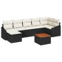 Set de Sofá de Jardín de 8 Piezas con Cojines Negros de Poliratán y Acacia by , Outdoor sofas - Ref: Foro24-3347859, Price: 4...