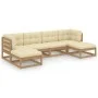 Garden furniture set 6 pieces with honey brown pine wood cushions by vidaXL, Garden sets - Ref: Foro24-3077117, Price: 534,82...