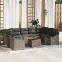 Conjunto de Sofás de Jardín de 10 Piezas con Cojines Gris Polirratán Acacia von , Outdoor-Sofas - Ref: Foro24-3347874, Preis:...