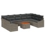 Conjunto de Sofás de Jardín de 10 Piezas con Cojines Gris Polirratán Acacia von , Outdoor-Sofas - Ref: Foro24-3347874, Preis:...