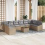 Juego de Sofá para Jardín de 11 Piezas con Cojines Beige de Ratán Acacia by , Outdoor sofas - Ref: Foro24-3347882, Price: 693...