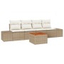 Conjunto de Sofás de Jardín de 5 Piezas con Cojines Beige de Rattan Polímero Acacia by , Outdoor sofas - Ref: Foro24-3347890,...