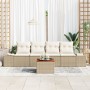 Conjunto de Sofás de Jardín de 5 Piezas con Cojines Beige de Rattan Polímero Acacia by , Outdoor sofas - Ref: Foro24-3347890,...