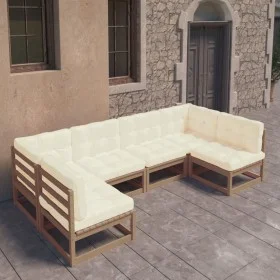 Garden furniture set 6 pieces with honey brown pine wood cushions by vidaXL, Garden sets - Ref: Foro24-3077177, Price: 618,19...