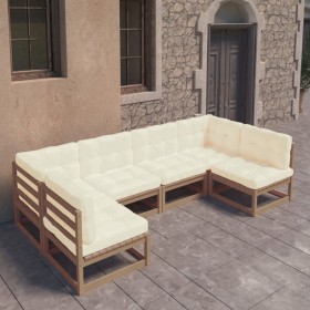 Gartenmöbel-Set 6-teilig mit honigbraunen Kissen aus Kiefernholz von vidaXL, Gartensets - Ref: Foro24-3077177, Preis: 626,85 ...