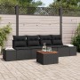 Juego de sofá de jardín de 5 piezas con cojines de Poliratán negro y Acacia von , Outdoor-Sofas - Ref: Foro24-3347891, Preis:...