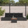 Juego de sofá de jardín de 5 piezas con cojines de Poliratán negro y Acacia von , Outdoor-Sofas - Ref: Foro24-3347891, Preis:...