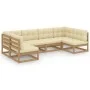 Set de muebles de jardín 6 pzs cojines madera pino marrón miel de vidaXL, Conjuntos de jardín - Ref: Foro24-3077177, Precio: ...