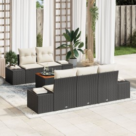 Juego de Sofá de Jardín de 6 Piezas con Cojines Negro Poliratán Acacia von , Outdoor-Sofas - Ref: Foro24-3347894, Preis: 456,...