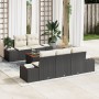 Juego de Sofá de Jardín de 6 Piezas con Cojines Negro Poliratán Acacia von , Outdoor-Sofas - Ref: Foro24-3347894, Preis: 456,...