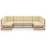 Gartenmöbel-Set 6-teilig mit honigbraunen Kissen aus Kiefernholz von vidaXL, Gartensets - Ref: Foro24-3077177, Preis: 626,85 ...