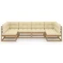 Set de muebles de jardín 6 pzs cojines madera pino marrón miel de vidaXL, Conjuntos de jardín - Ref: Foro24-3077177, Precio: ...