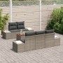 Set de Sofás de Jardín de 6 Piezas con Cojines Gris Ratán Polimérico Acacia by , Outdoor sofas - Ref: Foro24-3347895, Price: ...