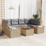 Conjunto de Sofá de Jardín de 7 Piezas con Cojines Beige Ratán Poliéster Acacia by , Outdoor sofas - Ref: Foro24-3347910, Pri...