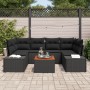 Juego de Sofá de Jardín de 7 Piezas con Cojines Negro Poliratán Acacia von , Outdoor-Sofas - Ref: Foro24-3347912, Preis: 468,...