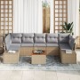 Juego de Sofás de Jardín de 8 Piezas con Cojines Beige Poliratán Acacia by , Outdoor sofas - Ref: Foro24-3347924, Price: 557,...