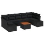 Juego de Sofás de Jardín de 8 Piezas con Cojines Negro Poliratán Acacia by , Outdoor sofas - Ref: Foro24-3347926, Price: 546,...