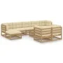 Set de muebles de jardín 10 pzs cojines madera pino marrón miel de vidaXL, Conjuntos de jardín - Ref: Foro24-3077162, Precio:...