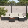 Juego de Sofá de Jardín de 6 Piezas con Cojines Negro Poliratán Acacia von , Outdoor-Sofas - Ref: Foro24-3347943, Preis: 361,...