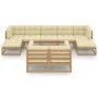 Set de muebles de jardín 10 pzs cojines madera pino marrón miel de vidaXL, Conjuntos de jardín - Ref: Foro24-3077162, Precio:...