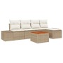 Juego de Sofás de Jardín de 6 Piezas con Cojines Beige de Ratán Polimérico y Acacia by , Outdoor sofas - Ref: Foro24-3347946,...