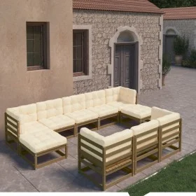 Gartenmöbel-Set 10 Stück honigbraune Kissen aus Kiefernholz von vidaXL, Gartensets - Ref: Foro24-3077167, Preis: 996,59 €, Ra...