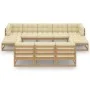 Set de muebles de jardín 10 pzs cojines madera pino marrón miel de vidaXL, Conjuntos de jardín - Ref: Foro24-3077167, Precio:...