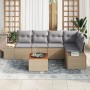 Juego de Sofás de Jardín de 6 Piezas con Cojines Beige Polirratán Acacia by , Outdoor sofas - Ref: Foro24-3347959, Price: 413...