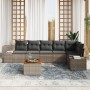 Set de Sofá de Jardín de 7 Piezas con Cojines Gris Ratán Poliéster Acacia by , Outdoor sofas - Ref: Foro24-3347965, Price: 44...