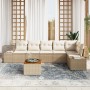 Juego de Sofá de Jardín de 7 Piezas con Cojines Beige Poliratán Acacia von , Outdoor-Sofas - Ref: Foro24-3347967, Preis: 473,...
