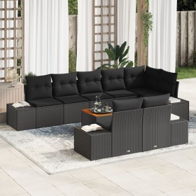 Juego de Sofá de Jardín de 9 Piezas con Cojines Negro Poliratán Acacia by , Outdoor sofas - Ref: Foro24-3347975, Price: 652,7...