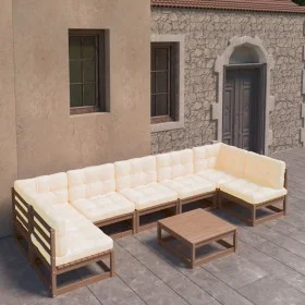 Garden furniture set 8 pcs honey brown pine wood cushions by vidaXL, Garden sets - Ref: Foro24-3077192, Price: 771,47 €, Disc...
