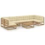 Garden furniture set 8 pcs honey brown pine wood cushions by vidaXL, Garden sets - Ref: Foro24-3077192, Price: 771,47 €, Disc...