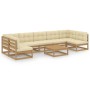 Gartenmöbel-Set 8-teilig honigbraune Kissen aus Kiefernholz von vidaXL, Gartensets - Ref: Foro24-3077192, Preis: 782,07 €, Ra...