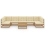Gartenmöbel-Set 8-teilig honigbraune Kissen aus Kiefernholz von vidaXL, Gartensets - Ref: Foro24-3077192, Preis: 782,07 €, Ra...