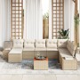 Conjunto de Sofás de Jardín de 9 Piezas con Cojines Beige Poliratán Acacia von , Outdoor-Sofas - Ref: Foro24-3347995, Preis: ...