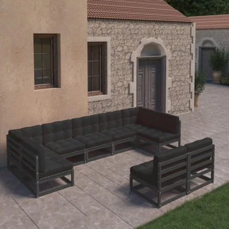 9-piece garden furniture set with black pine wood cushions by vidaXL, Garden sets - Ref: Foro24-3077218, Price: 1,00 €, Disco...