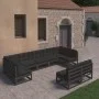 9-teiliges Gartenmöbel-Set mit Kissen aus schwarzem Kiefernholz von vidaXL, Gartensets - Ref: Foro24-3077218, Preis: 1,00 €, ...