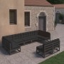 9-teiliges Gartenmöbel-Set mit Kissen aus schwarzem Kiefernholz von vidaXL, Gartensets - Ref: Foro24-3077218, Preis: 1,00 €, ...