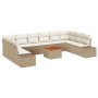 Conjunto de Sofá de Jardín de 11 Piezas con Cojines Beige Ratán Polietileno Acacia von , Outdoor-Sofas - Ref: Foro24-3348009,...