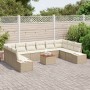 Conjunto de Sofá de Jardín de 11 Piezas con Cojines Beige Ratán Polietileno Acacia von , Outdoor-Sofas - Ref: Foro24-3348009,...