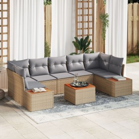Conjunto de Sofá de Jardín de 8 Piezas con Cojines Beige
