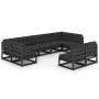 9-teiliges Gartenmöbel-Set mit Kissen aus schwarzem Kiefernholz von vidaXL, Gartensets - Ref: Foro24-3077218, Preis: 1,00 €, ...