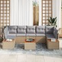 Conjunto de Sofá de Jardín de 8 Piezas con Cojines Beige Poliratán Acacia de , Sofás de exterior - Ref: Foro24-3348046, Preci...
