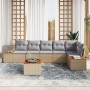 Conjunto de Sofá de Jardín de 7 Piezas con Cojines Beige Poliratán Acacia by , Outdoor sofas - Ref: Foro24-3348101, Price: 48...