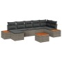 Conjunto de Sofá de Jardín de 8 Piezas con Cojines Gris de Poliratán y Acacia de , Sofás de exterior - Ref: Foro24-3348135, P...