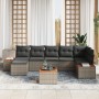 Conjunto de Sofá de Jardín de 8 Piezas con Cojines Gris de Poliratán y Acacia de , Sofás de exterior - Ref: Foro24-3348135, P...